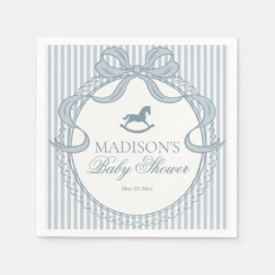 Blauwe Coquette Boog Schommelend Paard Baby Shower Servet