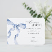 Blauwe Coquette Bow Luier Raffle uitnodiging inser Informatiekaartje (Staand voorkant)