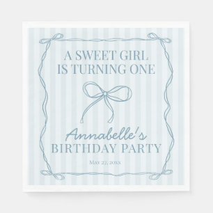 Blauwe Coquette Bow Pastel Verjaardag Party Tafel  Servet