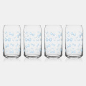 Blauwe Coquette Bow Pattern Blikvorm Glas (Achterkant)