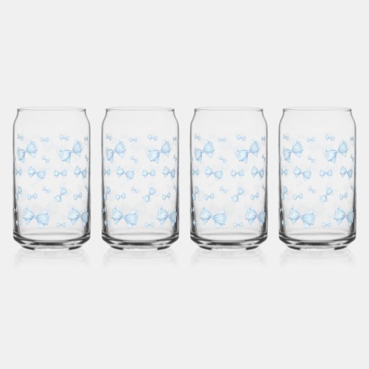 Blauwe Coquette Bow Pattern Blikvorm Glas (Rechts)