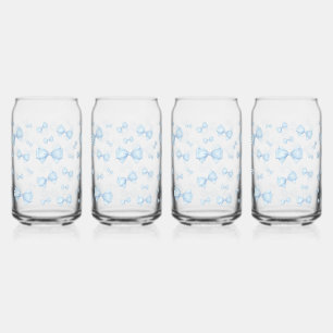 Blauwe Coquette Bow Pattern Blikvorm Glas