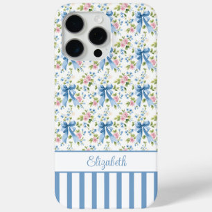 Blauwe Coquette Strikken Met Gebloemde Monogram iPhone 15 Pro Max Hoesje