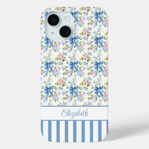 Blauwe Coquette Strikken Met Gebloemde Monogram
