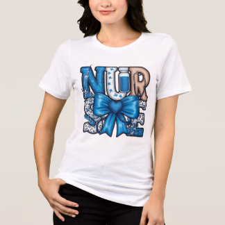 Blauwe Coquette Verpleegster Sublimatieontwerp met Tri-Blend Shirt