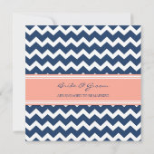 Blauwe Coral Chevron Engagement Party Kaart (Achterkant)