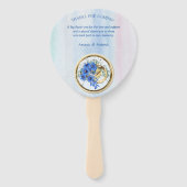 Blauwe Corn Flowers & White Roses bouquets Handwaaier (Achterkant)