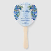 Blauwe Corn Flowers & White Roses bouquets Handwaaier (Voorkant)