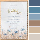 Blauwe Cornbloemen & Tarweveld met blauwe uitnodig Kaart