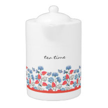 Blauwe Cornflowers Bloemenpatroon Theepot