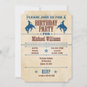 Blauwe Cowboy Birthday Uitnodiging (Voorkant)