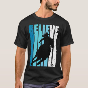 Blauwe Cowgirls Paardrijden Ruiter Retro Zuidelijk T-shirt