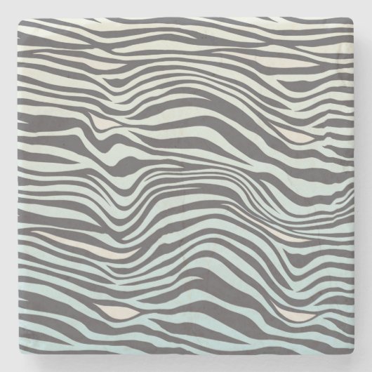 Blauwe Cream Zebra Print Ombre Stenen Onderzetter (Voorkant)