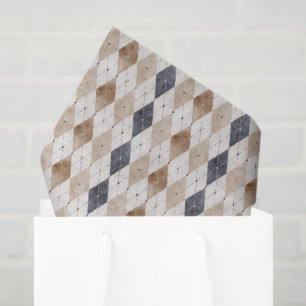Blauwe Crème Argyle Vaderdag Tissuepapier