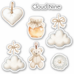 Blauwe Crème Cloud Nine Baby Shower of Gewoon Omda Sticker