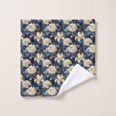 Blauwe Crème Floral Modern Bad Handdoek (Wasdoekje)