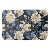 Blauwe Crème Floral Modern Badmat (Voorkant)