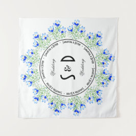 Blauwe Crocus bruiloft achtergrond Wandkleed