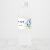 Blauwe Crocussen Waterfles Etiket (Voorkant)