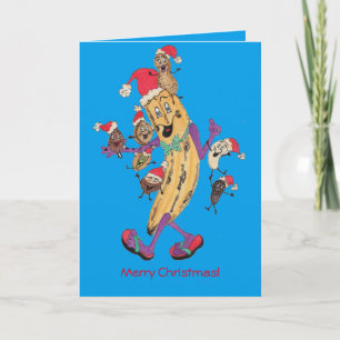 Blauwe 'Crunchy' kerst Kaart
