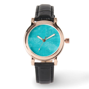 Blauwe Cuba-kaart Horloge