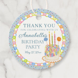 Blauwe Cue de Confetti Verjaardagsfeest Favor Bedankjes Labels