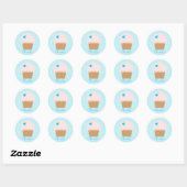 Blauwe Cupcake Sticker (Vel)