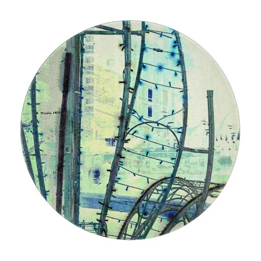 Blauwe curven snijplank (Voorkant)