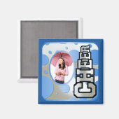 Blauwe Custom Cheerleader Fotomagneet Magneet (Voorkant / Achterkant)