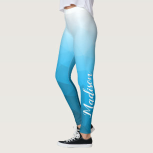 Blauwe cyaan aqua Gradient Geometry Mesh Patroon N Leggings
