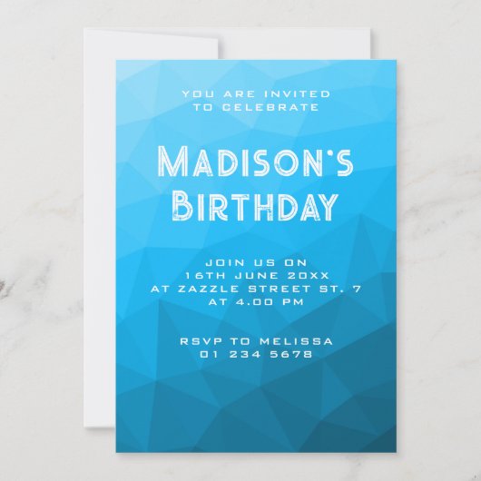 Blauwe cyaan gradiënt geometrische mesh Driehoek p Kaart (Voorkant)