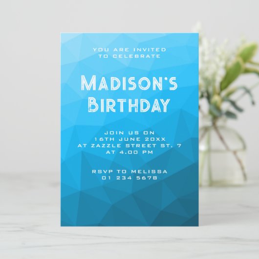 Blauwe cyaan gradiënt geometrische mesh Driehoek p Kaart (Staand voorkant)