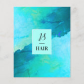 Blauwe cyaan marmeren haarstylist flyer (Achterkant)