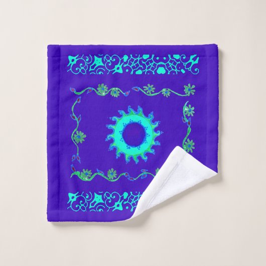 Blauwe Cyaan Royal Blue iriserende kleur Art Print Bad Handdoek (Wasdoekje)
