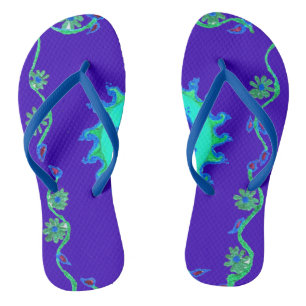 Blauwe Cyaan Royal Blue iriserende kleur Art Print Teenslippers