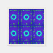 Blauwe Cyan Iridecerende Bloem Kunst Servetten (Voorkant)