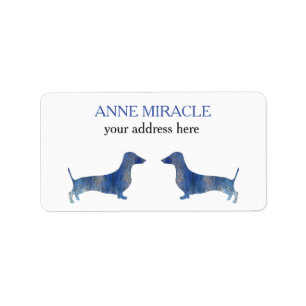 Blauwe dachshund-verzendlabels etiket