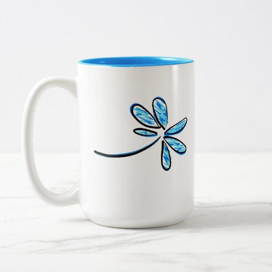 blauwe dag tweekleurige koffiemok (Links)