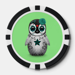 Blauwe Dag van de Dode Suiker Schedel Pinguïn Groe Poker Chips