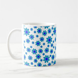 Blauwe dagen Floral Repeteert Daisy Pattern Koffiemok