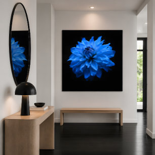 Blauwe Dahlia Bloemschildering op Canvas Muur Kuns Afdruk