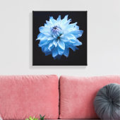 Blauwe Dahlia Bloemschildering op Canvas Muur Kuns Afdruk (Insitu (Woonkamer))