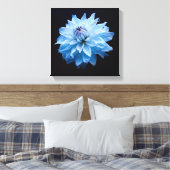 Blauwe Dahlia Bloemschildering op Canvas Muur Kuns Afdruk (Insitu (Slaapkamer))