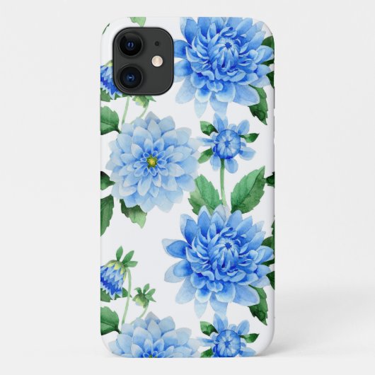 blauwe dahlias op wit Case-Mate iPhone case (Achterkant)
