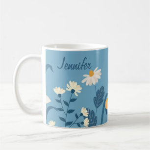 Blauwe Daisy April Geboortebloem Mok Floral