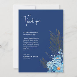 Blauwe Daisy Bloemen Dank u kaart voor bruiloft