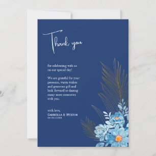 Blauwe Daisy Bloemen Dank u kaart voor bruiloft