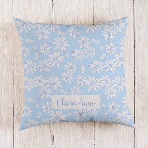 Blauwe Daisy Bloemen Meisjes Custom Kussensloop Kussen