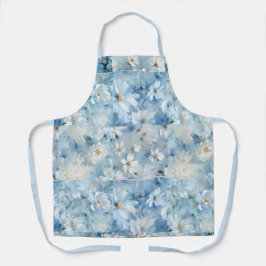 Blauwe Daisy Bloemen Patchwork Schort