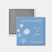 Blauwe Daisy Bruiloft Save The Date Magnet Magneet (Voorkant / Achterkant)